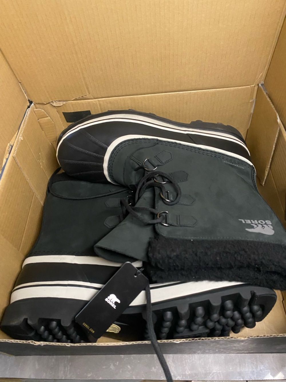 SOREL Caribou Waterproof Boot Insulated Black Dark Stone Natural Rubber Men's 13 - Picture 6 of 16